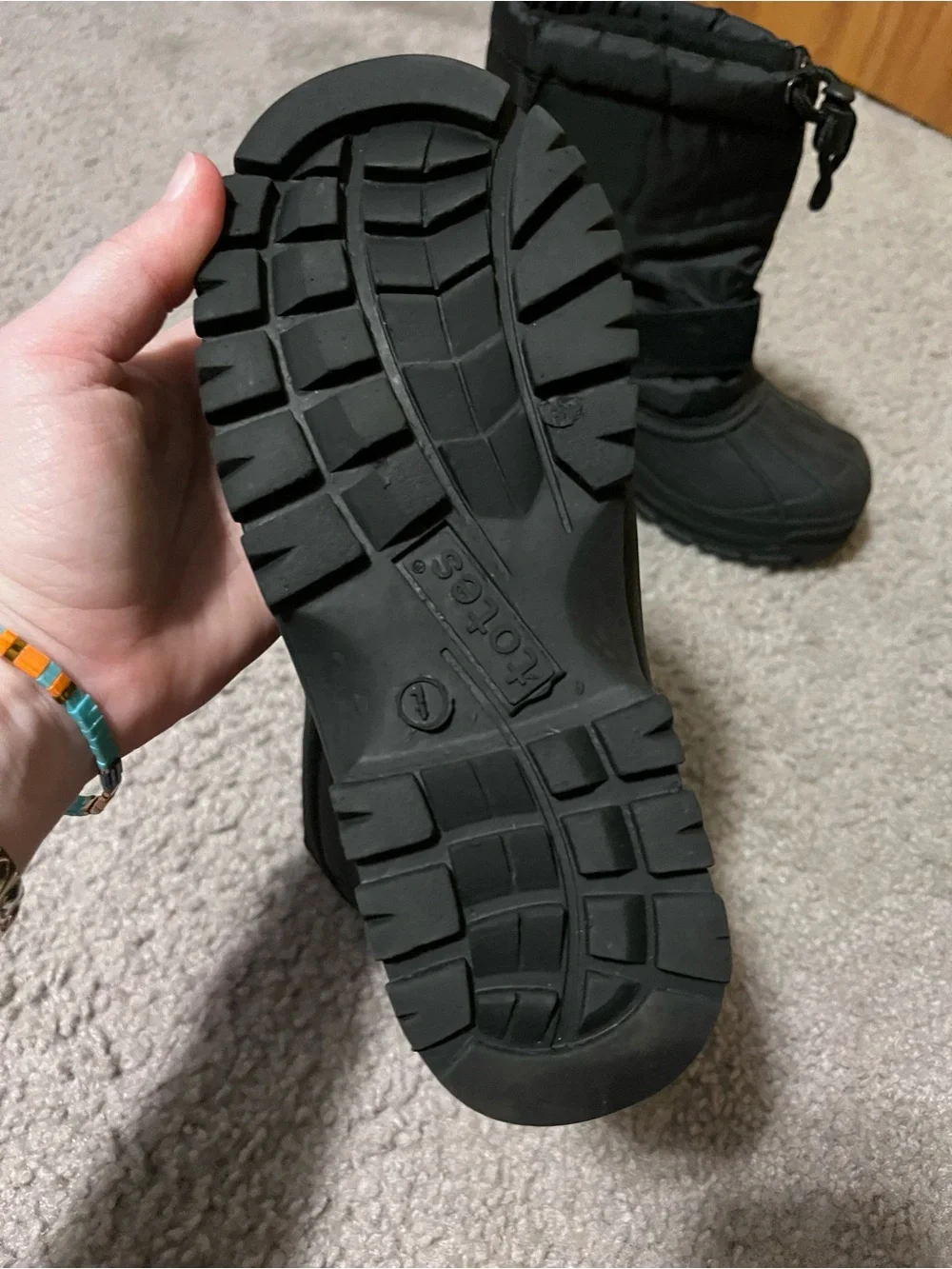 Totes Kids Snow Boot Black Winter Boots ~ Size 1